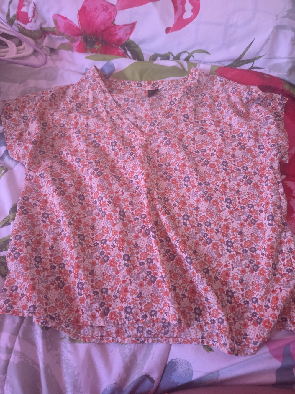 Women’s Floral V‑Neck Blouse - Pink Multi